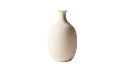 Elegant beige ceramic vase isolated on transparent background, showcasing its smooth curves and minimalist design, perfect for home decor and floral arrangements, adding a touch of sophistication to a