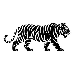 Stylized Black and White Tiger Illustration A Striking Depiction of Wildlife Art and Design Symbolizing Strength and Power