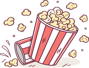 Vector art of popcorn spilling from a bucket with splashes