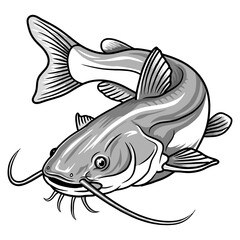 catfish fishing illustration logo vector image t shirt