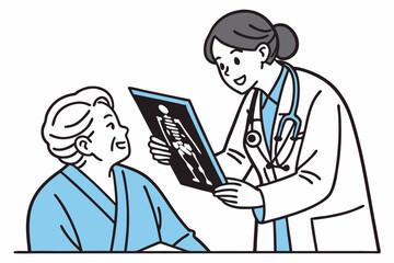 Fototapeta premium Healthcare Vector with IV Stand and X-Ray Report