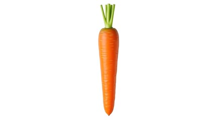 Fresh Orange Carrot with Green Stems on White Background