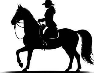 Silhouette of a woman riding a horse