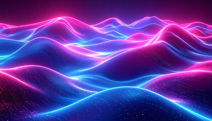 Abstract Neon Waves Glowing in the Dark.