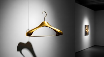 Golden Hanger Art Installation in a Modern Gallery