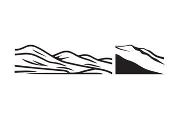 Stylized black and white mountain range landscape illustration