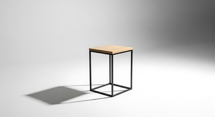 Minimalist Wooden Top Side Table with Black Metal Frame