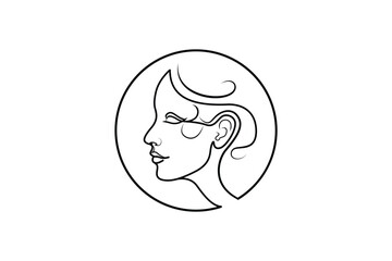 Abstract human face continuous line art, minimalist portrait logo.eps
