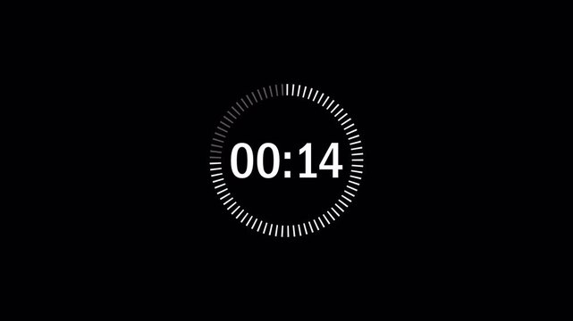 20 seconds countdown timer animation from 20 seconds to 0 seconds with alpha channel, twenty  seconds countdown timer on a transparent background.