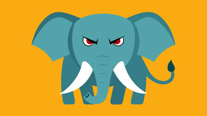 An eye-catching illustration of an angry elephant with large ears and a trunk. Red eyes enhance the feeling of danger and determination. Suitable for various media projects