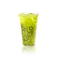 Refreshing isolated kiwi fruit iced tea, summer juice drinks