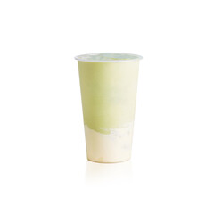 Refreshing isolated avocado smoothie with creamy milk foam on white background, summer beverage