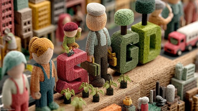 Colorful Figurines Representing the Sustainable Development Goals in a Creative Scene