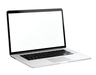 A sleek, modern laptop computer with a blank screen, ideal for showcasing digital content or presentations.