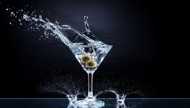 water splashes from a martini glass