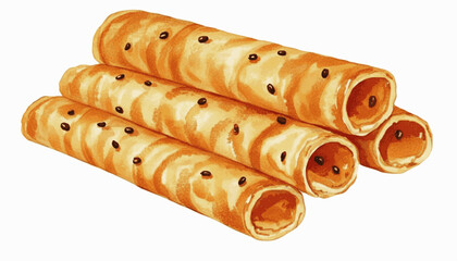 Golden Crisp Thai dessert Thong Muan isolated watercolor vector illustration svg