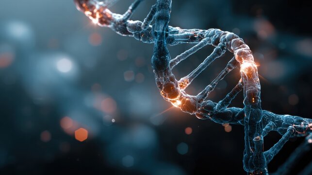 glowing dna strand helix structure