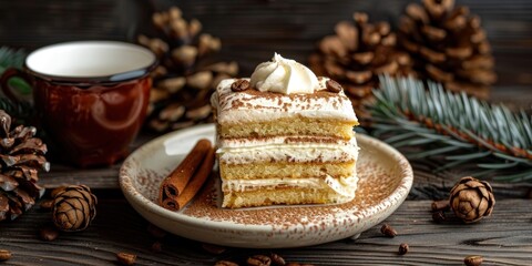 Layered cake cup cinnamon branches.