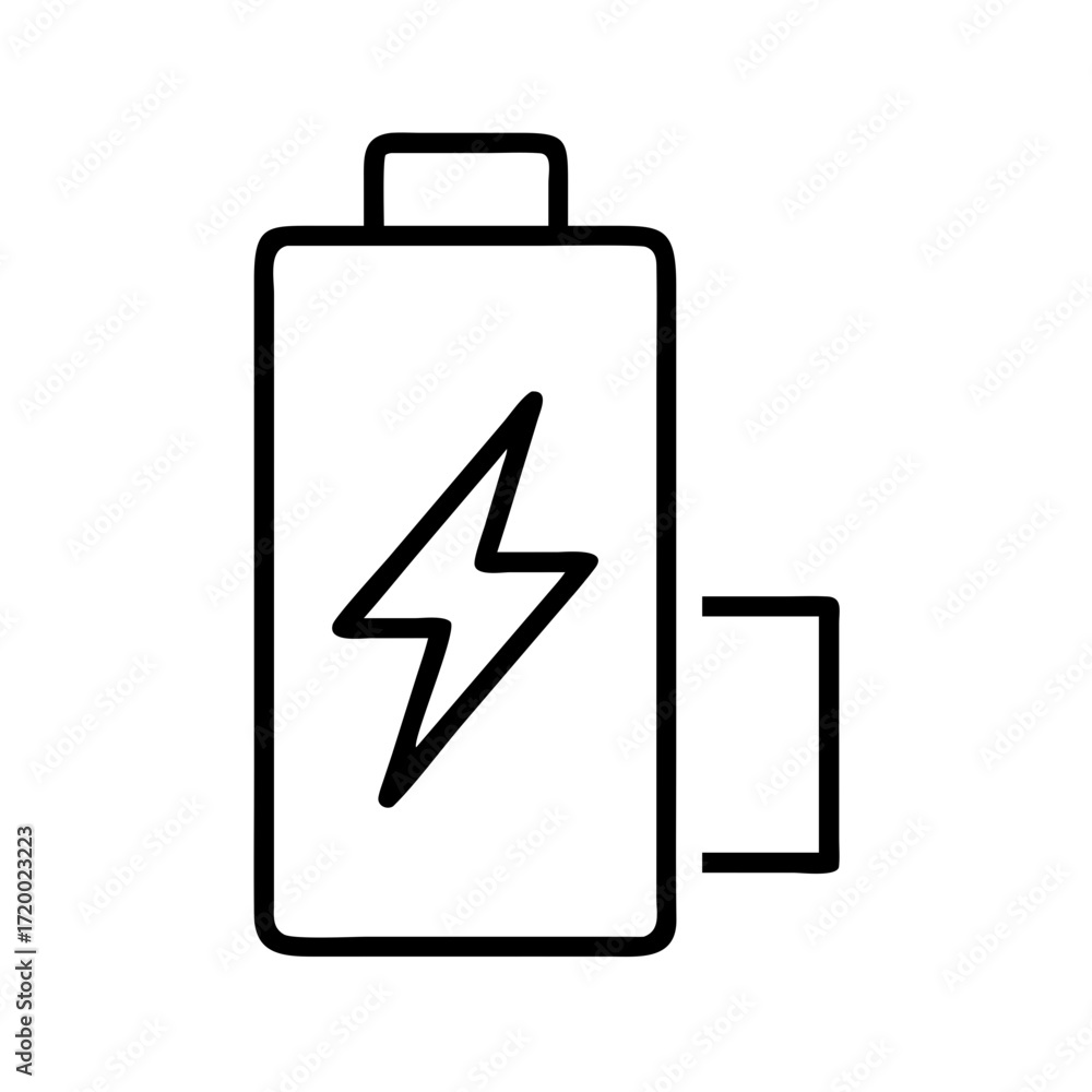 Aufkleber simple outline icon of a battery with a lightning bolt symbol isolated on transparent background