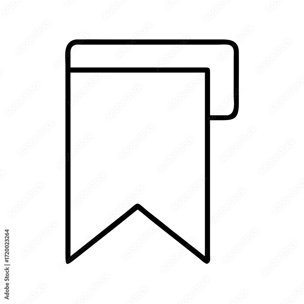 Poster simple outline bookmark icon with a v shaped tail isolated on transparent background