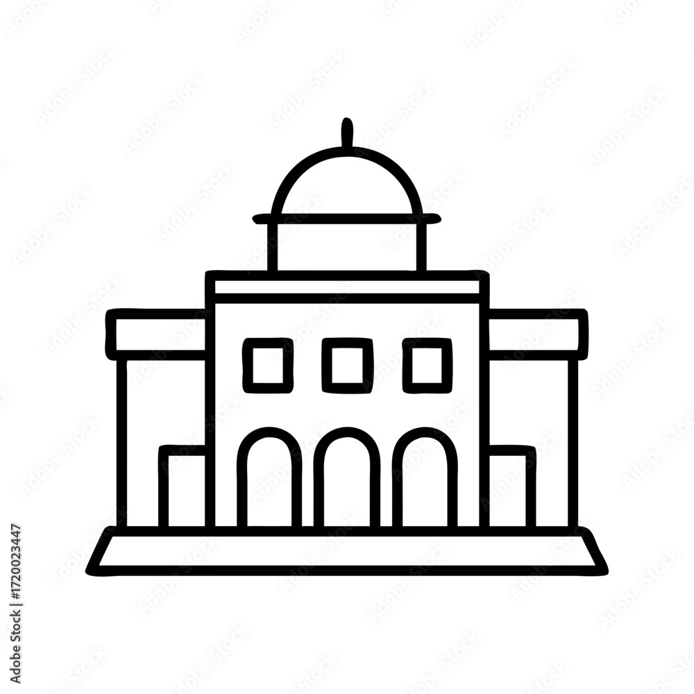 Aufkleber simple outline icon of a classical building with a dome isolated on transparent background