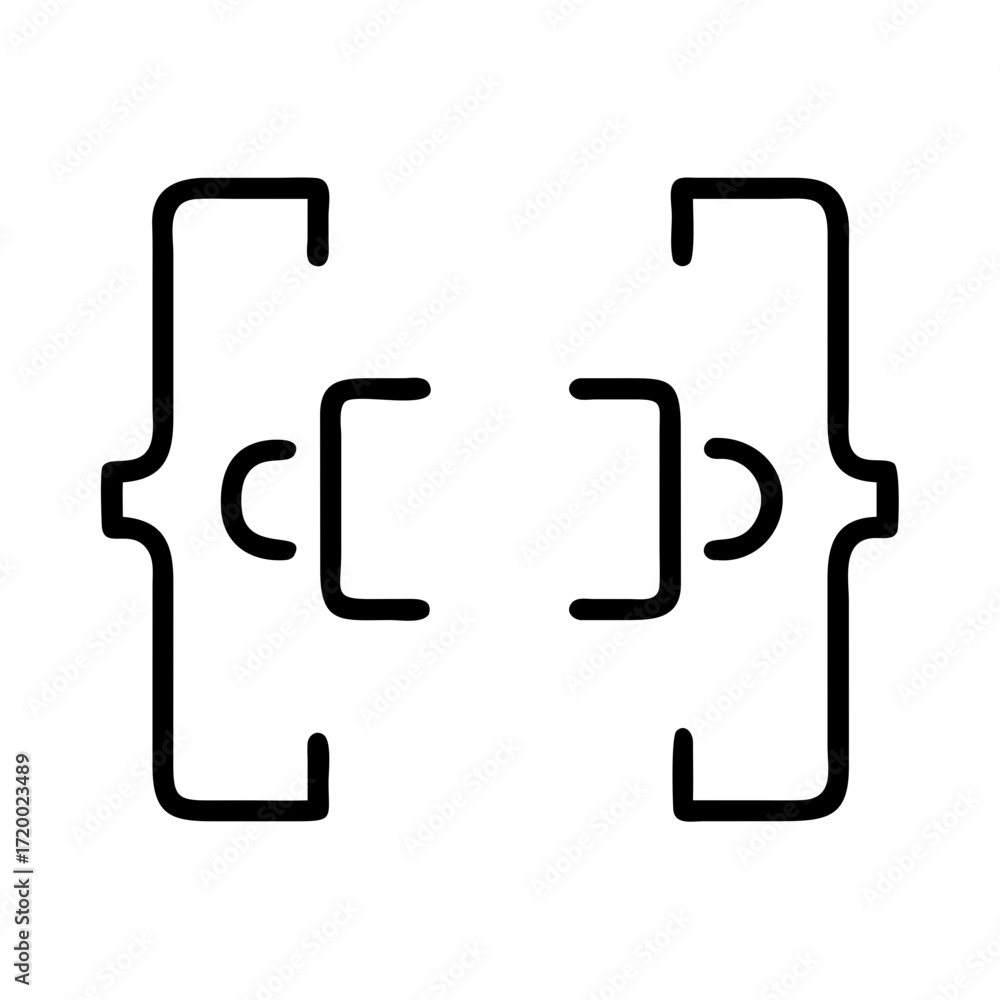 Poster stylized black brackets and parentheses symbol isolated on transparent background