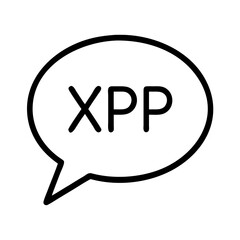 Speech bubble with the letters xpp inside isolated on transparent background