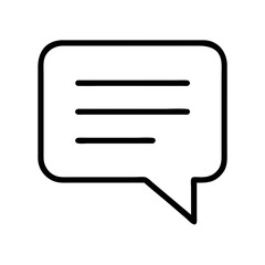 Simple outline of a speech bubble with lines representing text isolated on transparent background