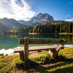 Serene alpine lake vista