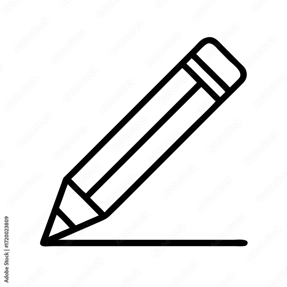 Poster simple line drawing of a pencil writing a straight line isolated on transparent background