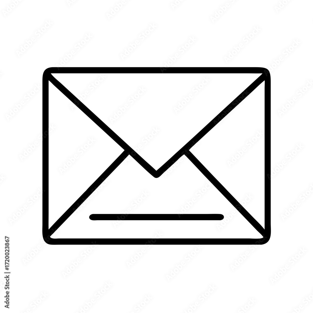 Aufkleber simple black outline of an open envelope icon isolated on transparent background
