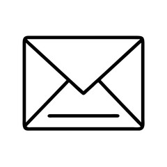 Simple black outline of an open envelope icon isolated on transparent background