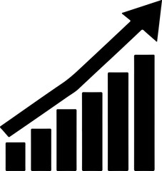 Business growth chart silhouette vector illustration