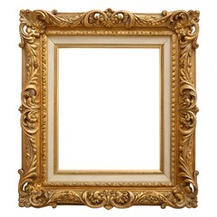 Classic baroque gold frame isolated on white background