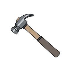 A classic claw hammer, wood handle, metal head, isolated on white.