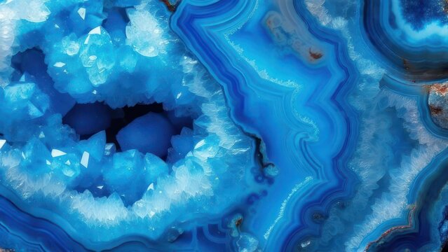 Stunning blue agate geode formation with crystal details, perfect for backgrounds, textures, or unique designs with vibrant color and natural beauty