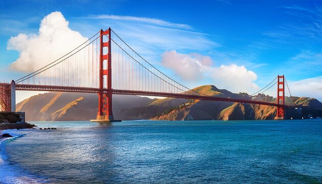 a majestic painting of the iconic golden gate bridge in san francisco a classic american landscape representing travel beauty and natural grandeur