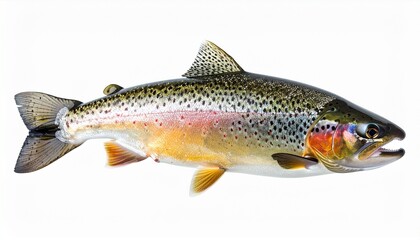 Obraz premium Trout fish isolated on white background high quality realistic 
