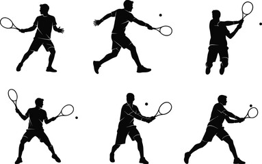 PrintTennis player silhouette, athlete hitting ball, sports action vector, professional game illustration, dynamic movement artwork, competitive tennis design, fitness training artwork