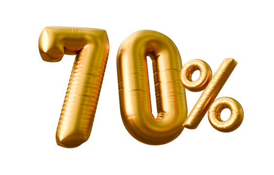 70 off discount promotion sale made of gold balloons on a isolated background. 70 percent off. llustration of balloon percent discount or promotion for your poster, banner, discount, ads and banner.