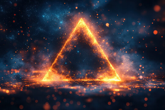 Glowing triangle on dark background.