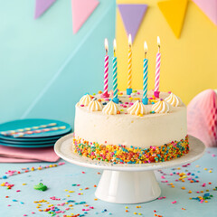 Birthday Cake on Color Background