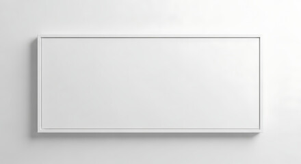 Obraz premium Empty White Horizontal Frame Hung on a Minimalist Grey Wall
