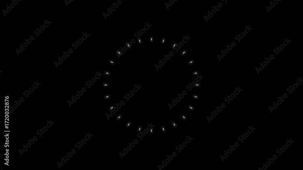 Poster abstract circular pattern animation on black background - seamless loop.