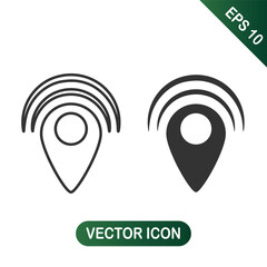 Location pin with signal rings