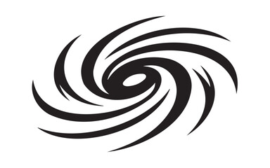 Stylized black hurricane symbol with swirling arms