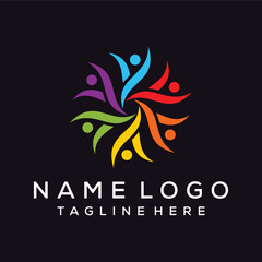 people community logo design, colorful graphic concept