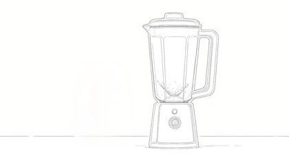 Obraz premium Blender illustration in one line style, black stroke, minimal design, isolated on white.