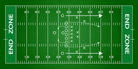 Tactical board of an American football field