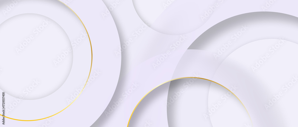 Canvas Prints abstract purple circle papercut layer white background with gold line effect